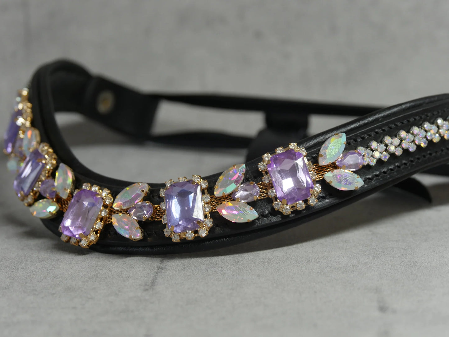 [Last one] Swarovski crystal frame leather clear &amp; chain black Benz Equestrian