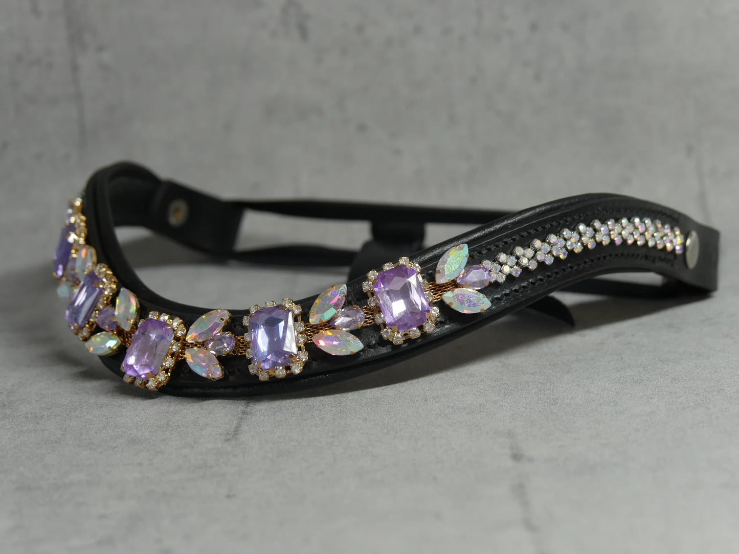 [Last one] Swarovski crystal frame leather clear &amp; chain black Benz Equestrian