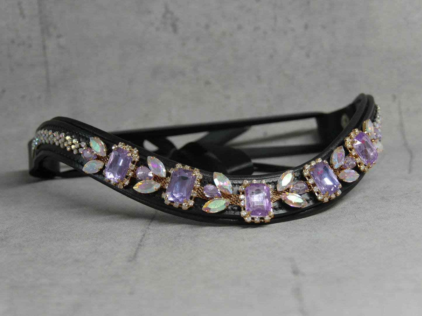 [Last one] Swarovski crystal frame leather clear &amp; chain black Benz Equestrian