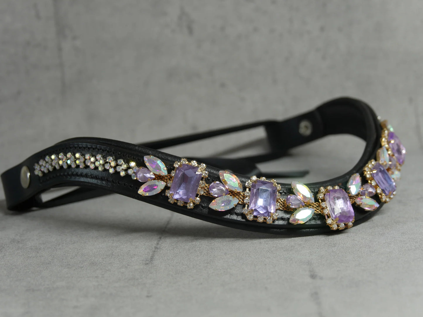 [Last one] Swarovski crystal frame leather clear &amp; chain black Benz Equestrian