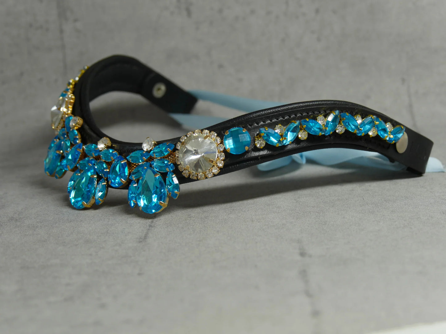 [Last one] Swarovski crystal frame leather clear &amp; chain black Benz Equestrian