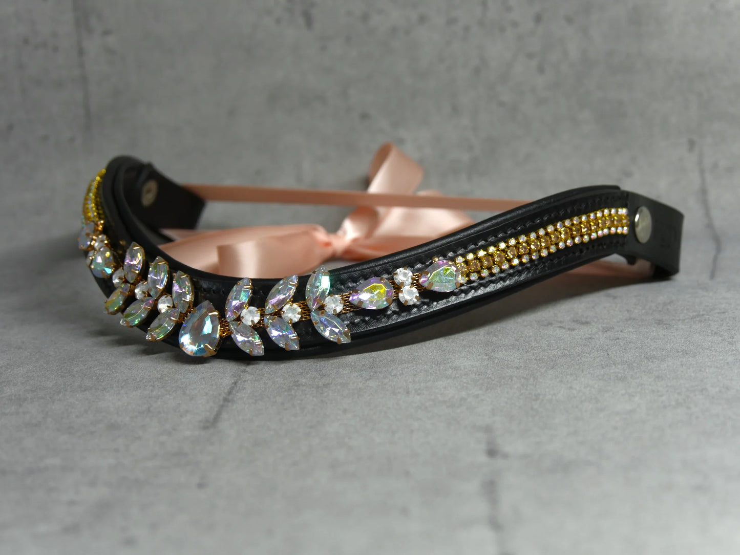 [Last one] Swarovski crystal frame leather clear &amp; chain black Benz Equestrian