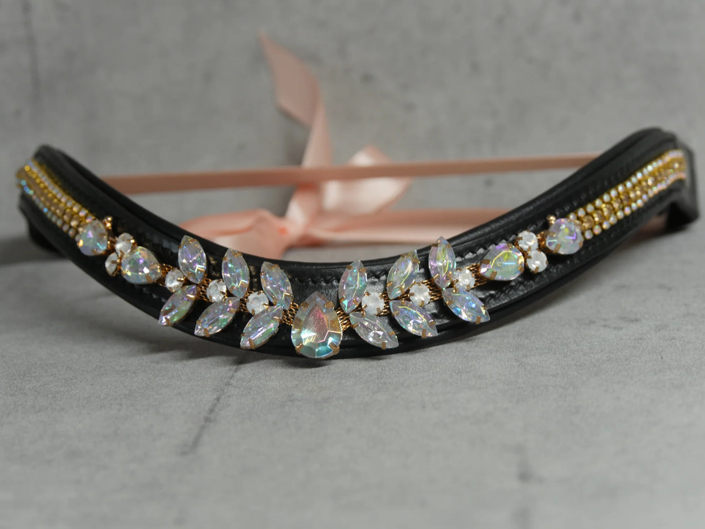 [Last one] Swarovski crystal frame leather clear &amp; chain black Benz Equestrian