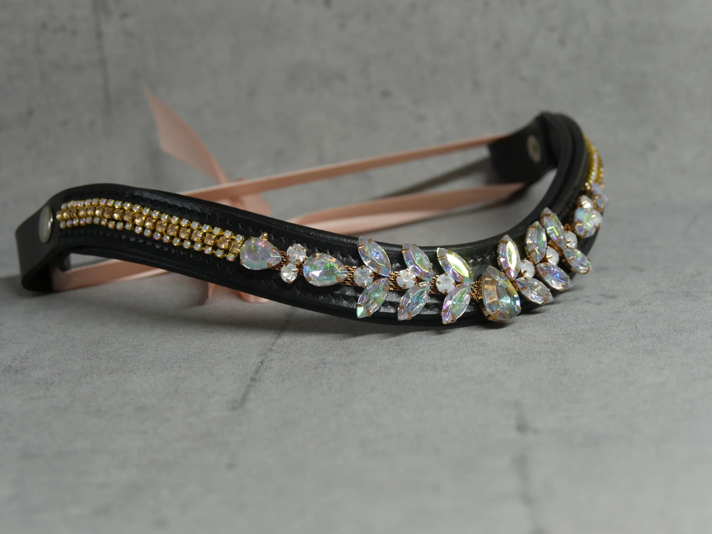 [Last one] Swarovski crystal frame leather clear &amp; chain black Benz Equestrian