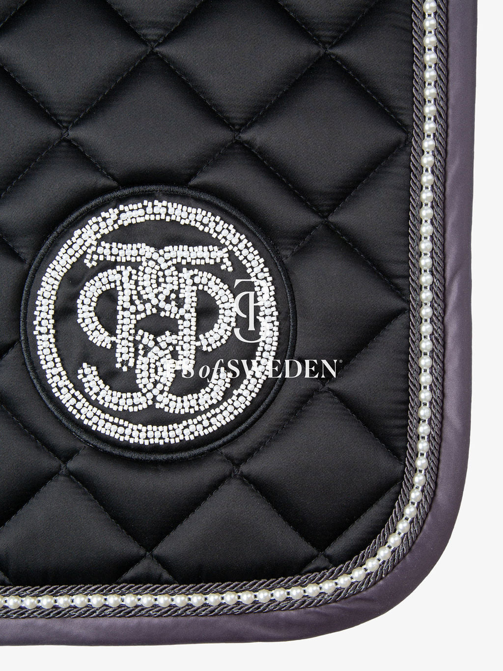 【2点セット】パール付き馬場用ゼッケン&イヤーネット 肉厚パッド ブラック/フローズンライラック Ps of Sweden