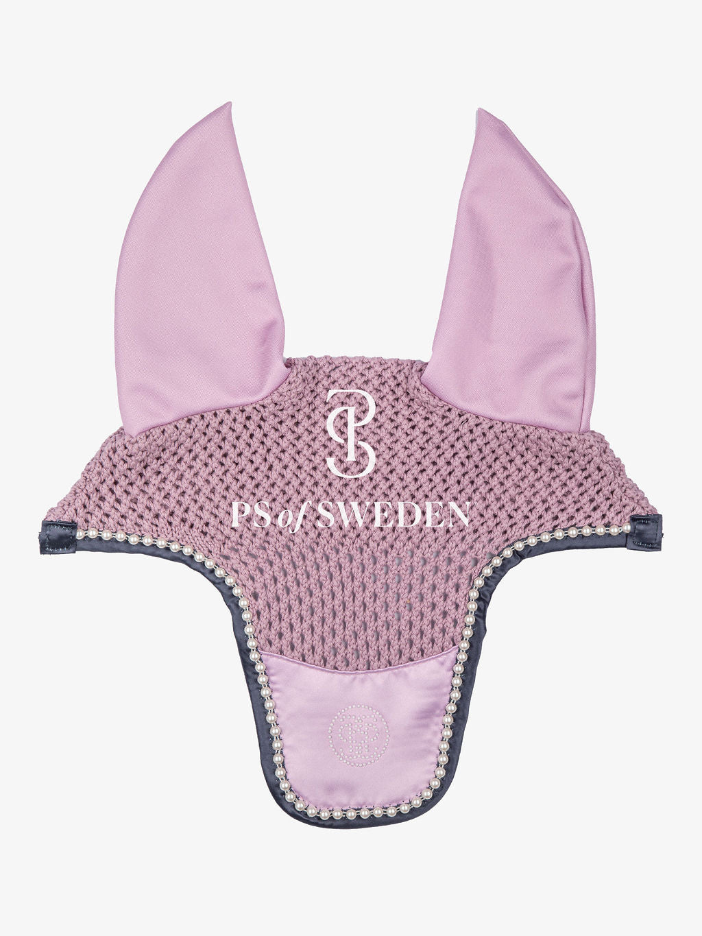 【2点セット】パール付き馬場用ゼッケン&イヤーネット 肉厚パッド ブラック/フローズンライラック Ps of Sweden