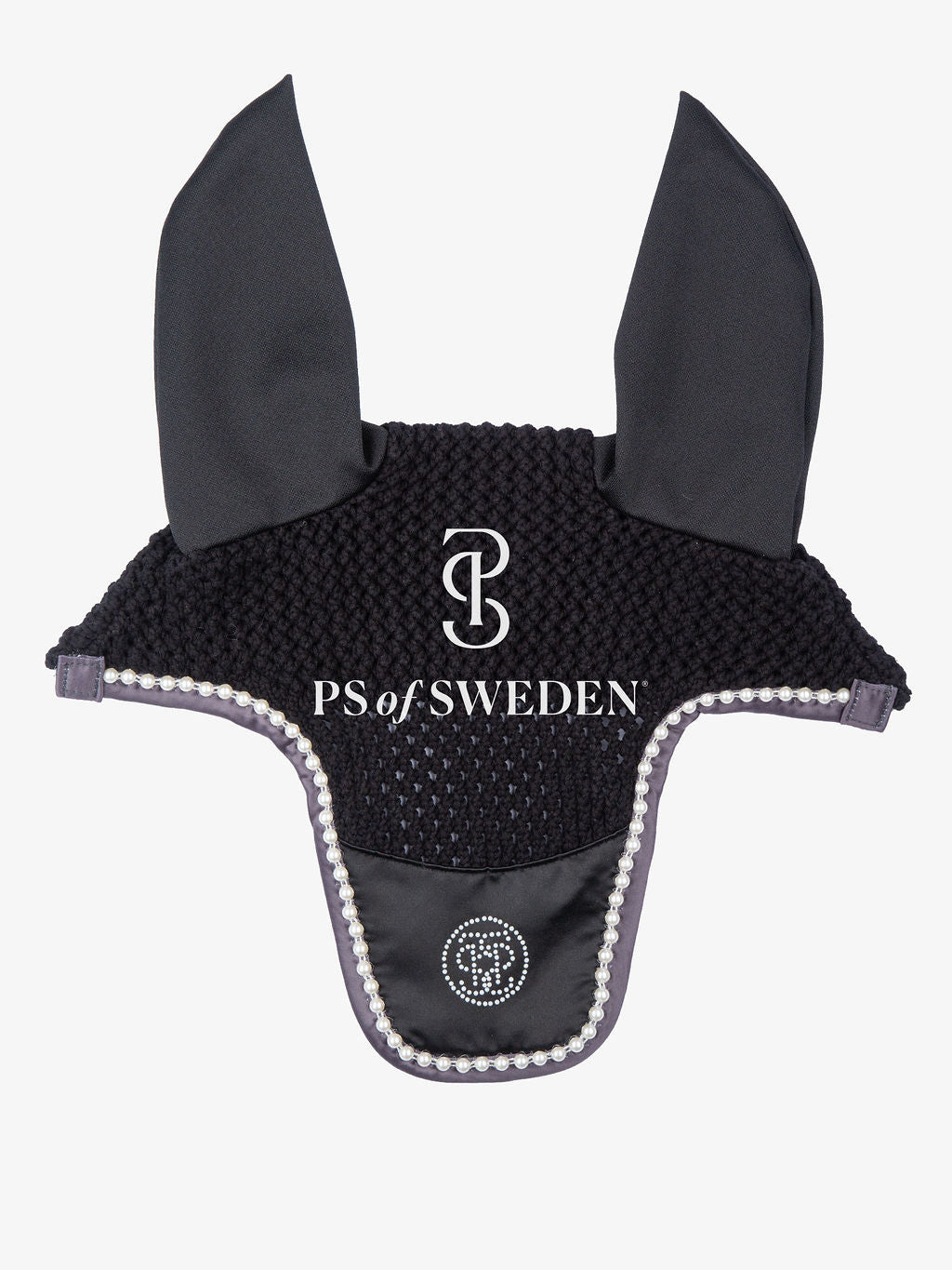 【2点セット】パール付き馬場用ゼッケン&イヤーネット 肉厚パッド ブラック/フローズンライラック Ps of Sweden