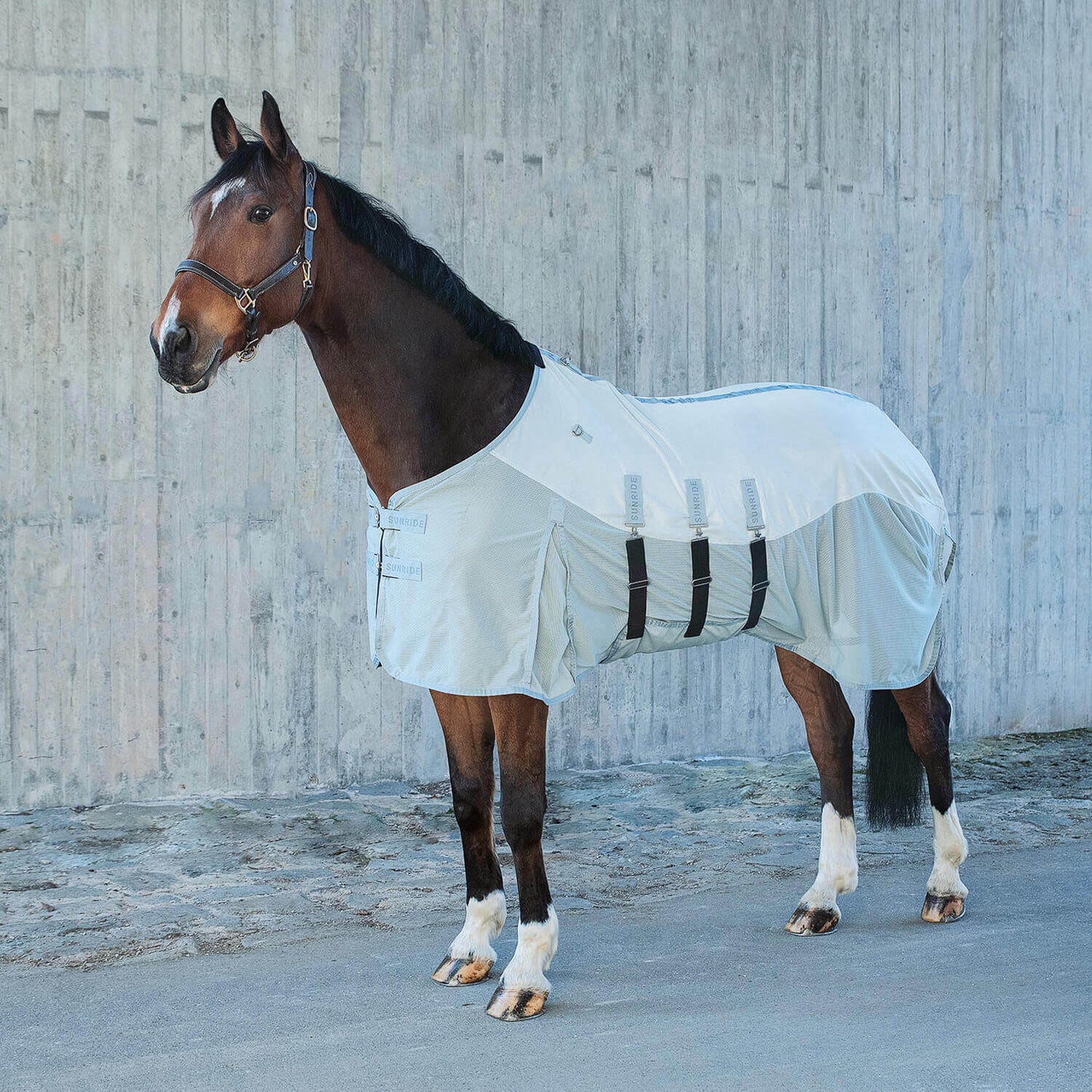 虫除け馬着  UVカット ライトグレー ネックパート付き Sunride