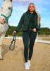 【即日配送】ハイウエストロゴプリントキュロット 4Wayストレッチ素材 ダークグリーン フルグリップ Bullet Equestrian design