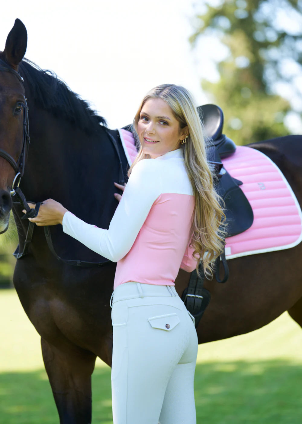 Riding bib for obstacles and riding arena, quick-drying material, lilac, Bullet Equestrian design, full