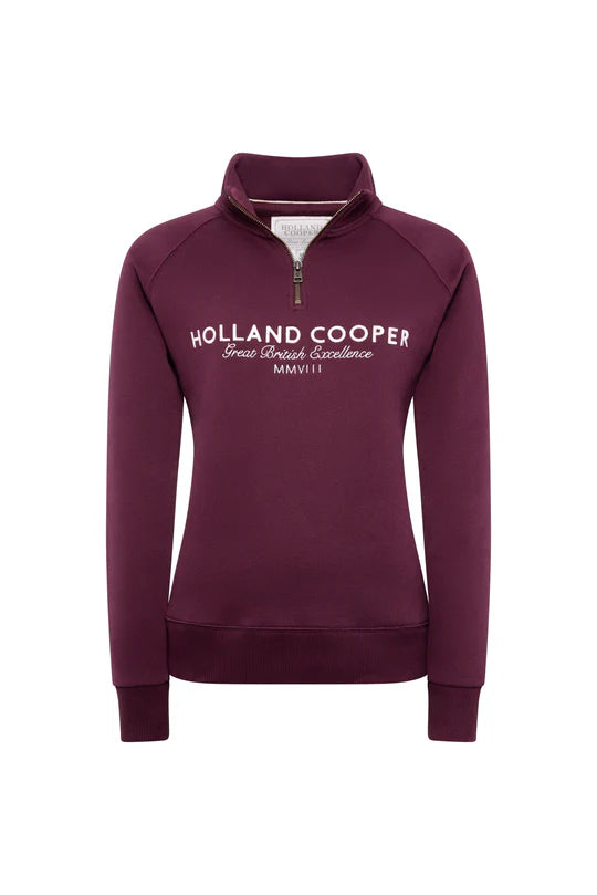 フロントジップスウェットトップス ネイビー/バーガンディー/ダークオリーブ Holland Cooper