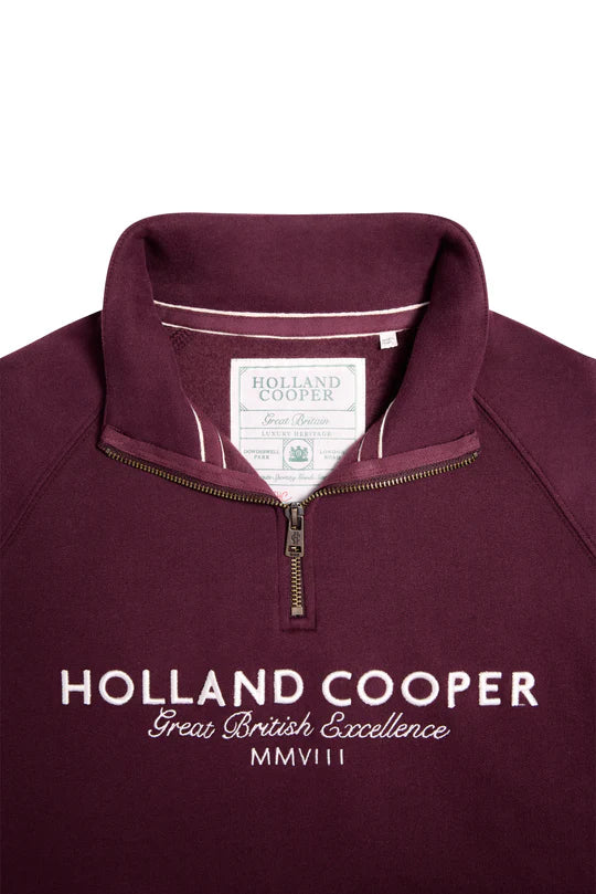 フロントジップスウェットトップス ネイビー/バーガンディー/ダークオリーブ Holland Cooper