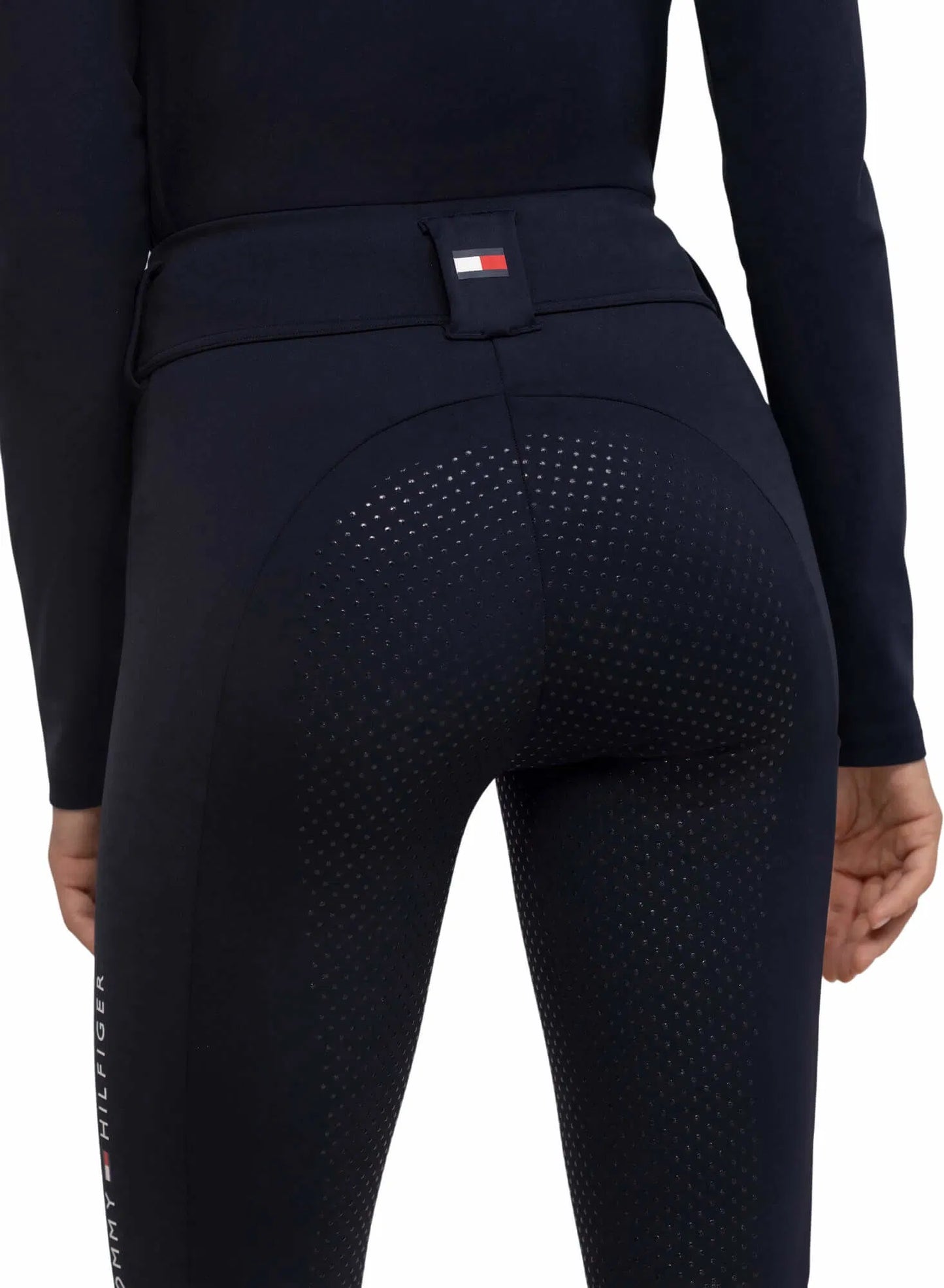 冬用裏起毛ストレッチレギンス フルグリップ ベルト通し付き ネイビー Tommy Hilfiger Equestrian