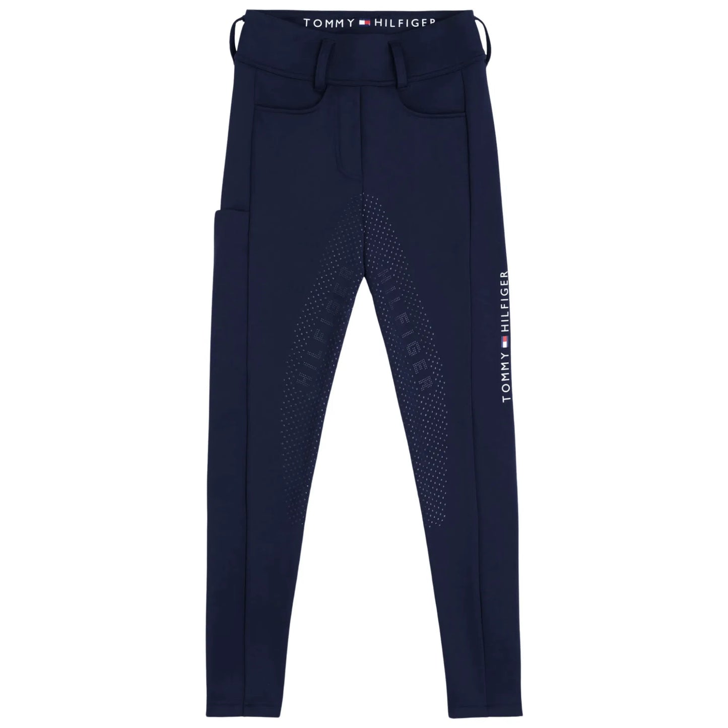 冬用裏起毛ストレッチレギンス フルグリップ ベルト通し付き ネイビー Tommy Hilfiger Equestrian