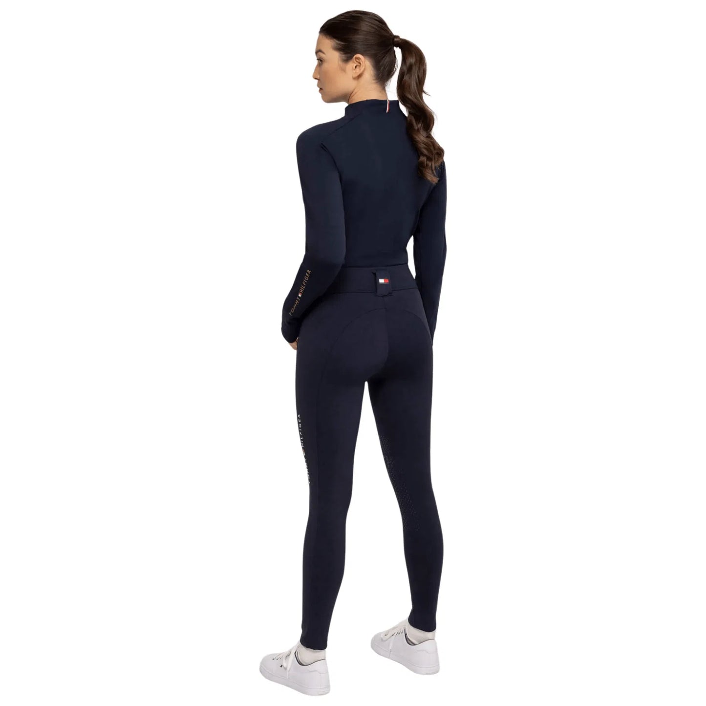 冬用裏起毛ストレッチレギンス ニーグリップ ベルト通し付き ネイビー Tommy Hilfiger Equestrian