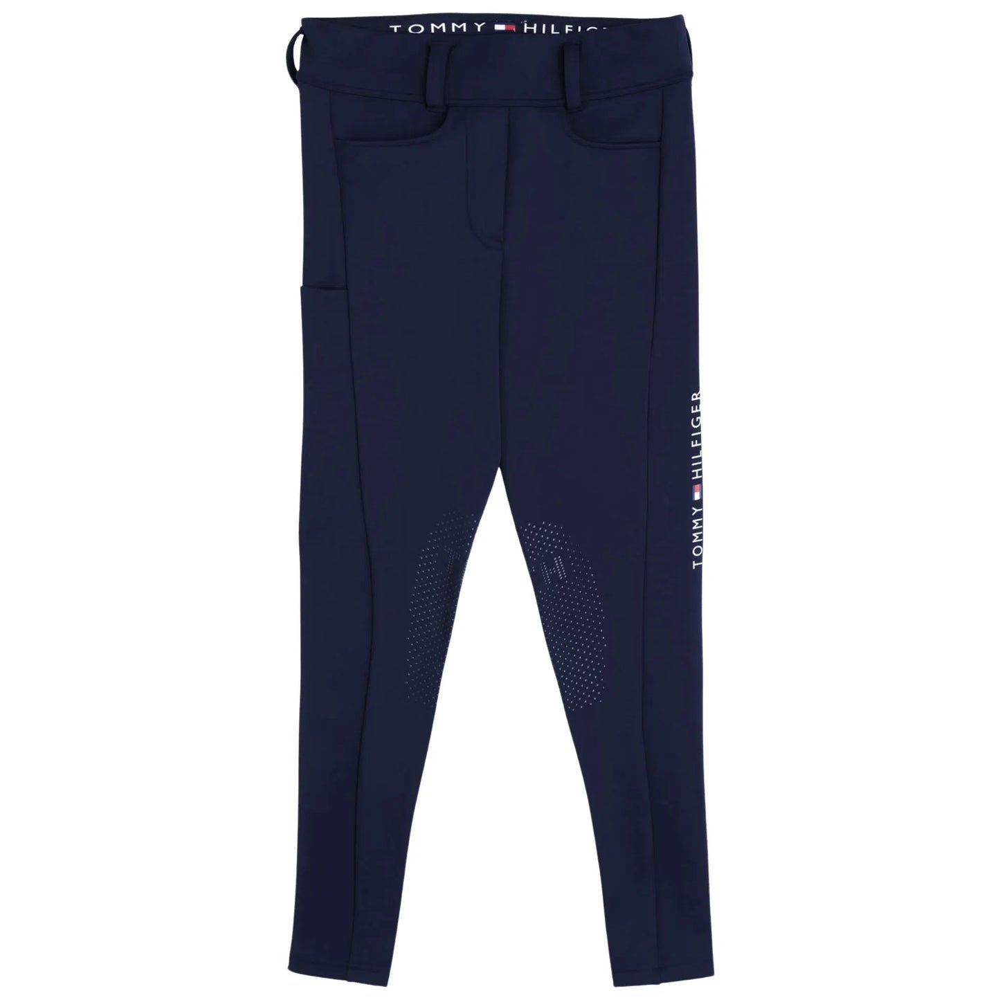 冬用裏起毛ストレッチレギンス ニーグリップ ベルト通し付き ネイビー Tommy Hilfiger Equestrian