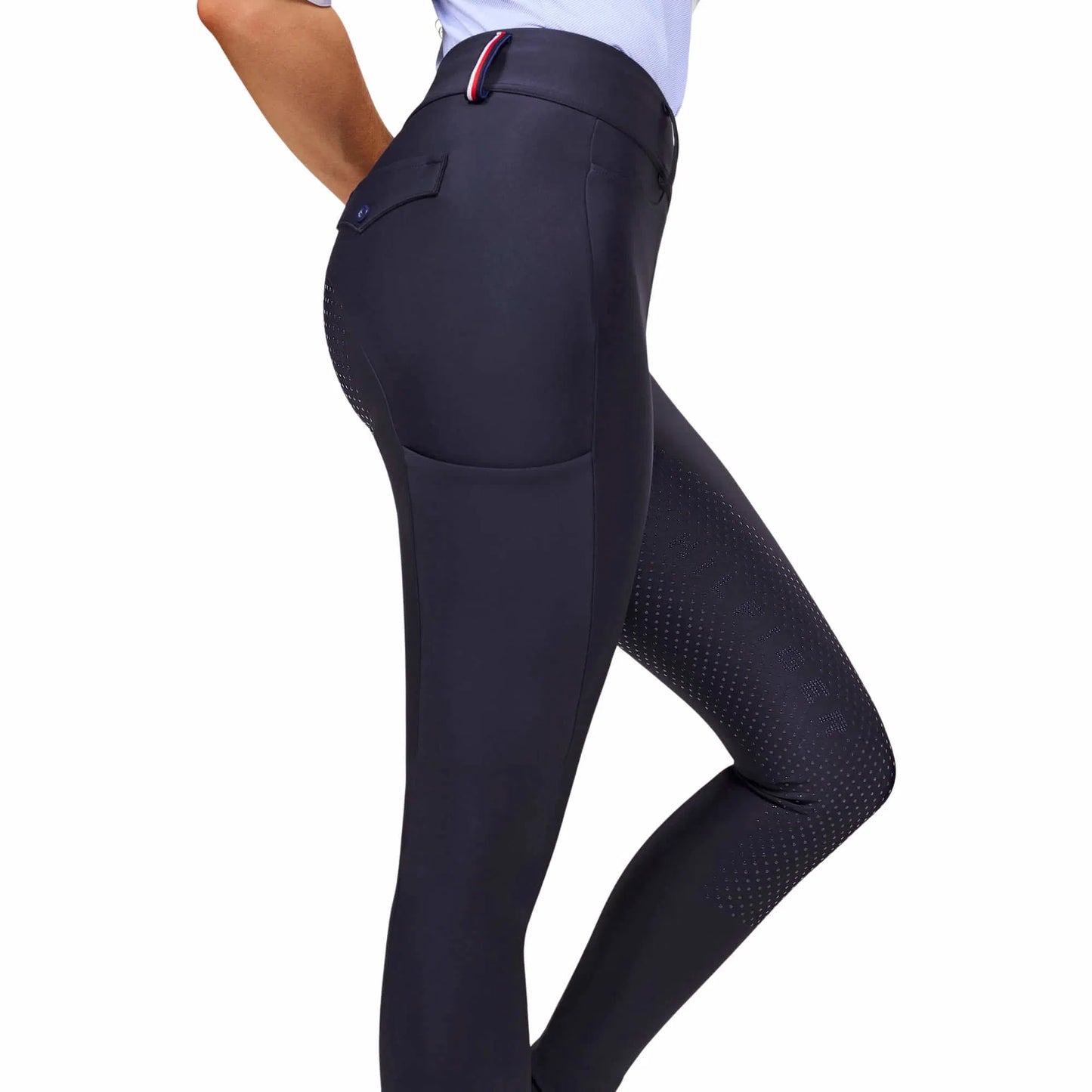 冬用裏起毛ストレッチレギンス フルグリップ ヒップポケット付き ネイビー Tommy Hilfiger Equestrian