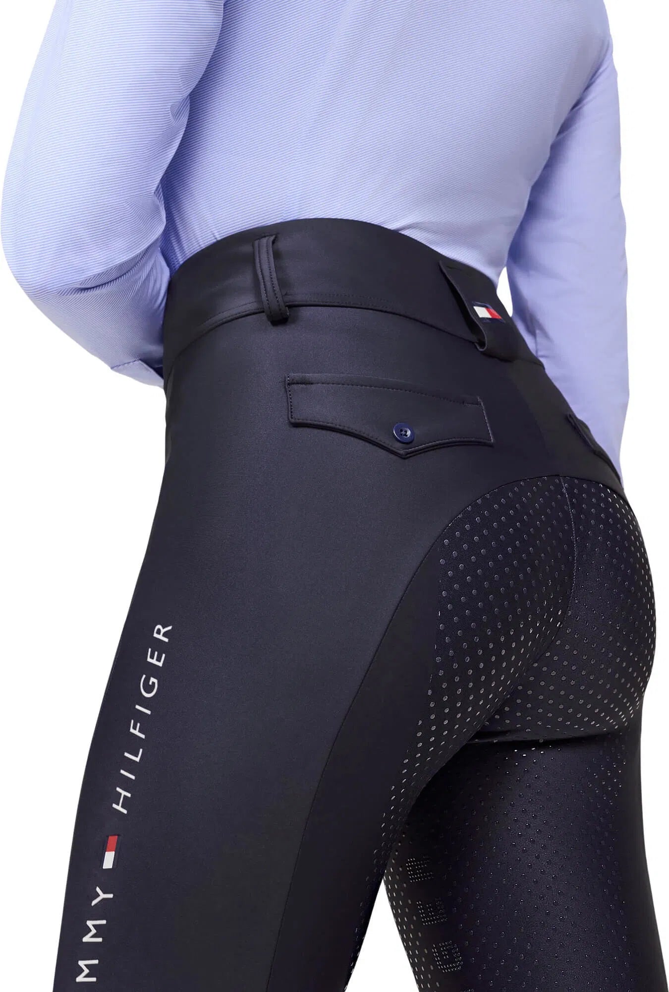 冬用裏起毛ストレッチレギンス フルグリップ ヒップポケット付き ネイビー Tommy Hilfiger Equestrian