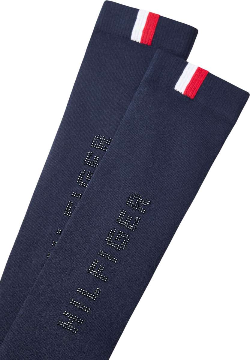 冬用ラインストーン付きレディースソックス 着圧加工 消臭素材 ネイビー Tommy Hilfiger Equestrian