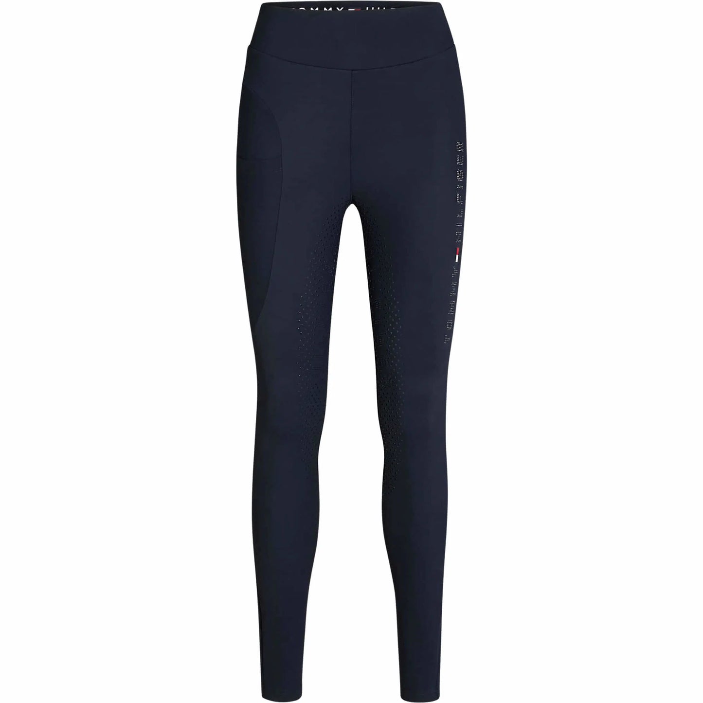 冬用裏起毛ストレッチレギンス フルグリップ ラインストーン付き ネイビー Tommy Hilfiger Equestrian