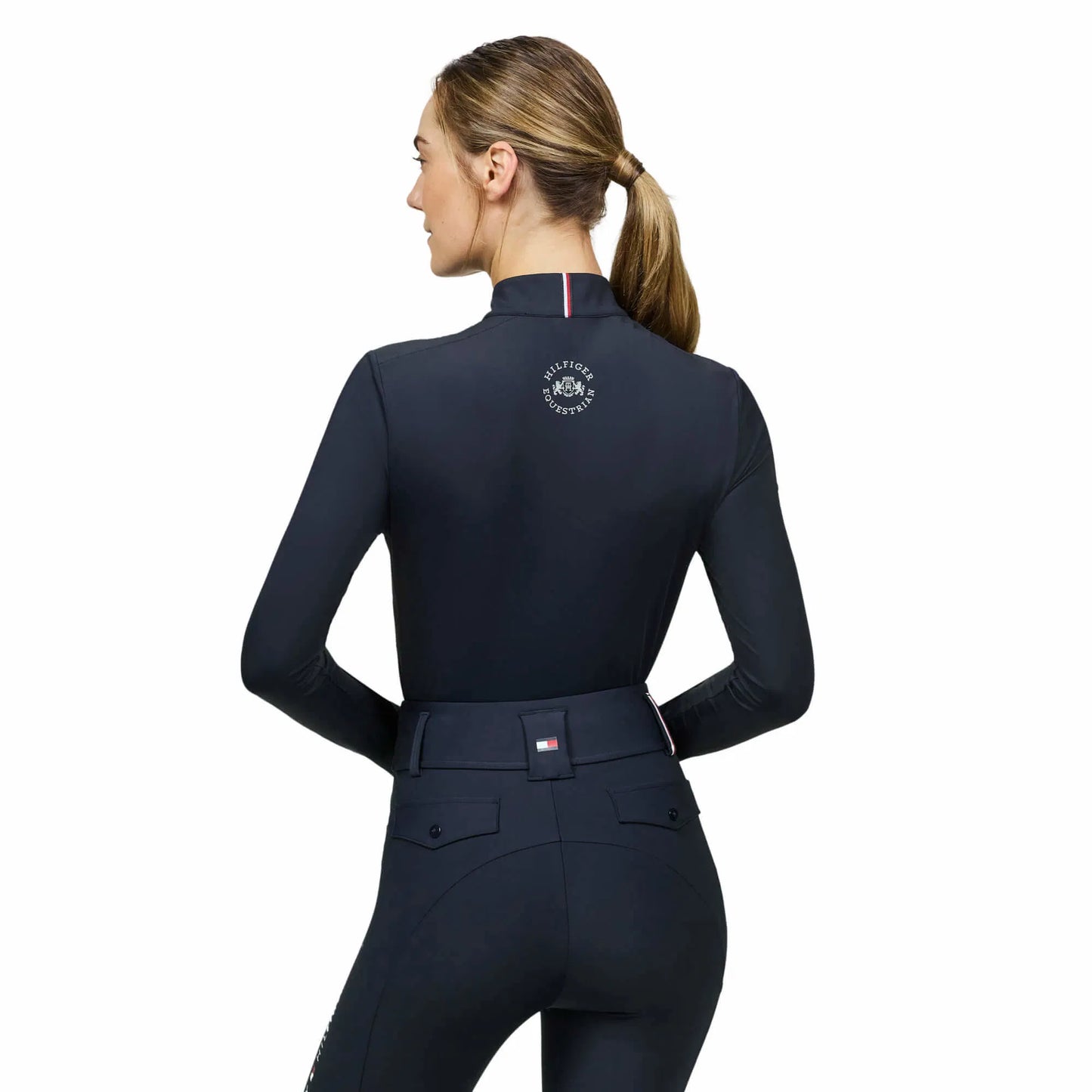 UVカット4wayストレッチトップス ジップ付き 速乾素材 ネイビー Tommy Hilfiger Equestrian