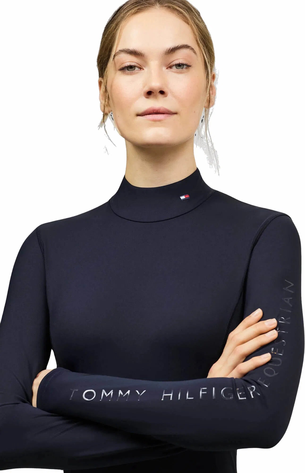 UVカット4wayストレッチトップス 長袖 速乾素材 ネイビー Tommy Hilfiger Equestrian