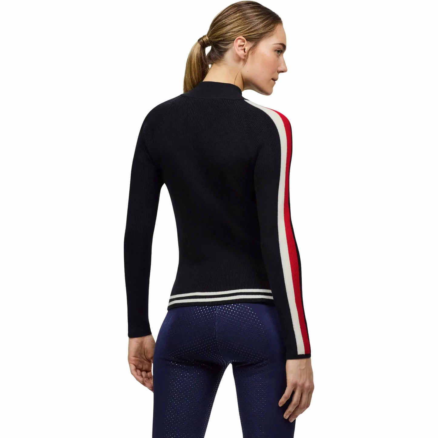 ストレッチニットトップス 長袖 ジップ付き ネイビー Tommy Hilfiger Equestrian