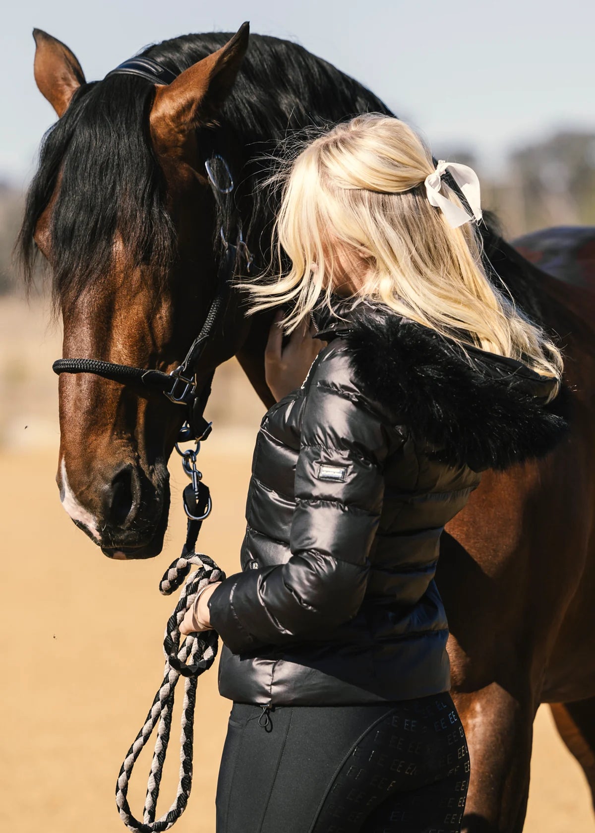 ３WAYダウンジャケット 耐久撥水加工 ブラック Eloquence Equestrian