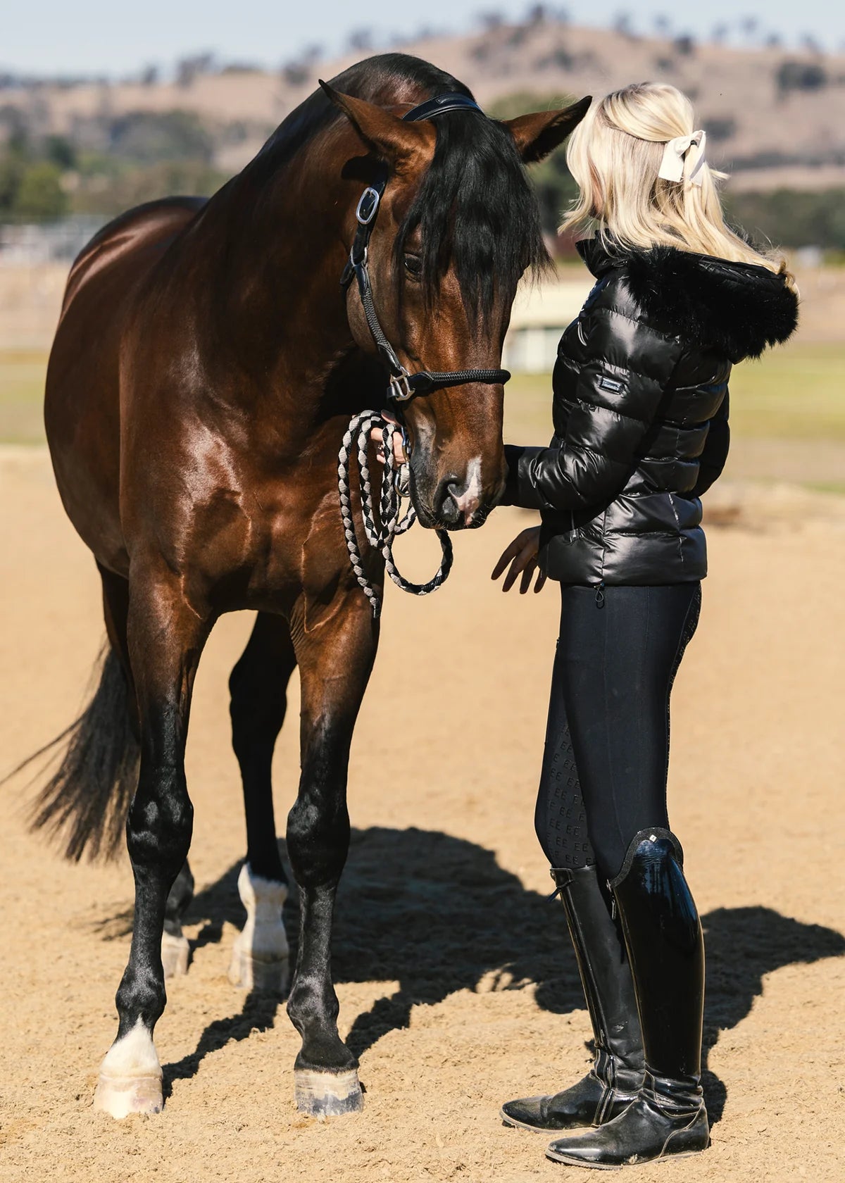 ３WAYダウンジャケット 耐久撥水加工 ブラック Eloquence Equestrian