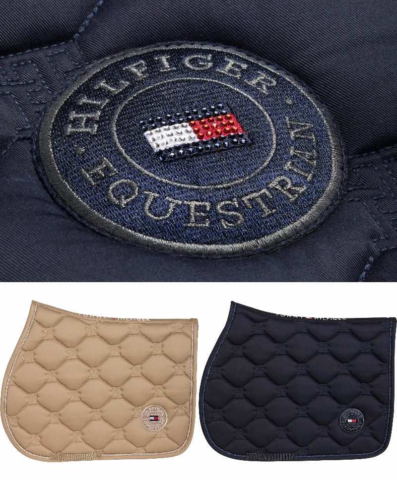 障害用キルティングゼッケン ラインストーン加工 ネイビー/トープ  Tommy Hillfiger Equestrian