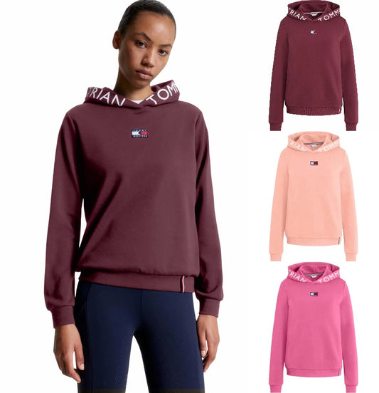ロゴスウェットパーカー ストレッチコットン ルージュ/ラディアントピンク/ピーチ レディース Tommy Hilfiger Equestrian