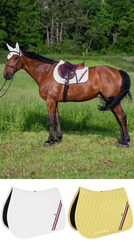障害用ワッフルキルティングゼッケン 調湿素材 レモンイエロー/ホワイト  Tommy Hillfiger Equestrian