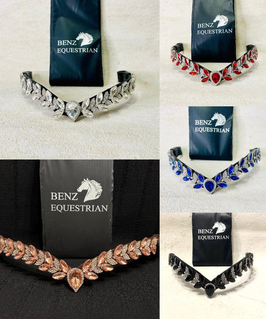 メガスパークル額革 ドロップスワロフスキー 5色 Benz Equestrian