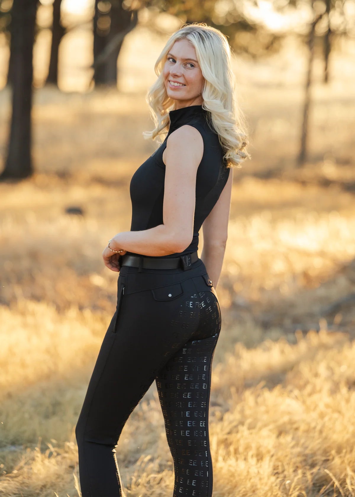 Women's Full Grip Summer Riding Leggings with Logo Print Eloquence Equestrian