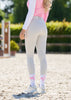 【Viennaコラボ商品】夏用ハイウエストニーグリップキュロット 4Wayストレッチ素材 ライトグレー Bullet Equestrian design