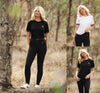 ドライメッシュ半袖Tシャツ レディース ブラック/ホワイト Eloquence Equestrian