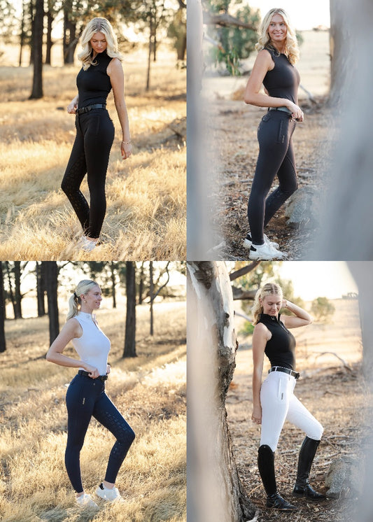 防水キュロット グレー 4wayストレッチ フルグリップ レディース Eloquence Equestrian