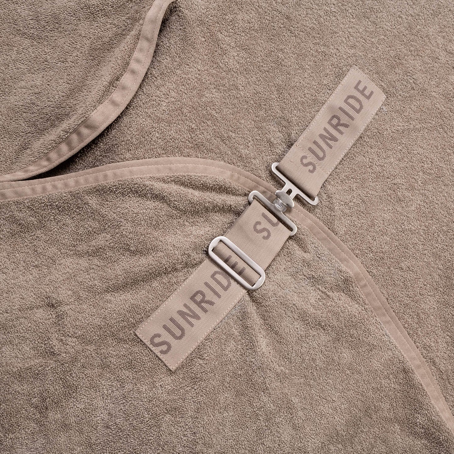 すぐ乾く！バスタオル馬着 ベージュ コットン100%パイル生地 ネックパート付き Sunride