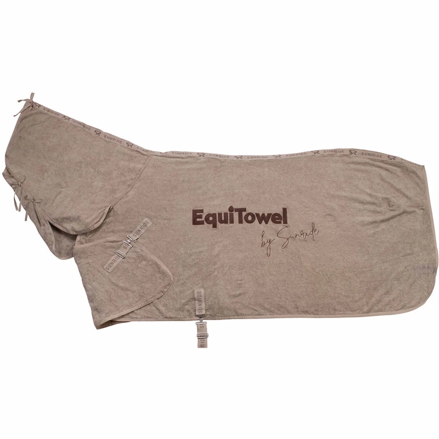 すぐ乾く！バスタオル馬着 ベージュ コットン100%パイル生地 ネックパート付き Sunride