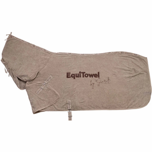 すぐ乾く！バスタオル馬着 ベージュ コットン100%パイル生地 ネックパート付き Sunride