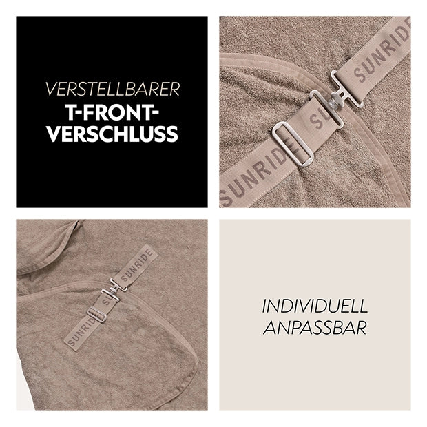 すぐ乾く！バスタオル馬着 ベージュ コットン100%パイル生地 ネックパート付き Sunride