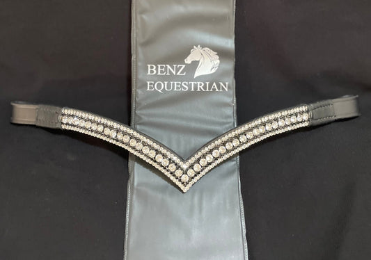 Vシェイプ額革 ブラッククリスタル Benz Equestrian