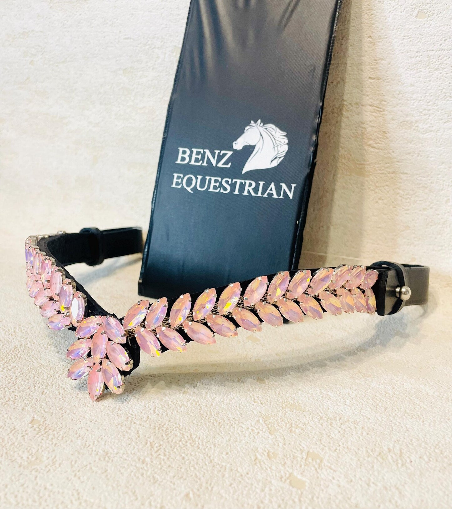 ユニコーンドロップスワロフスキー額革 ベビーピンク ブラック/ブラウン Benz Equestrian