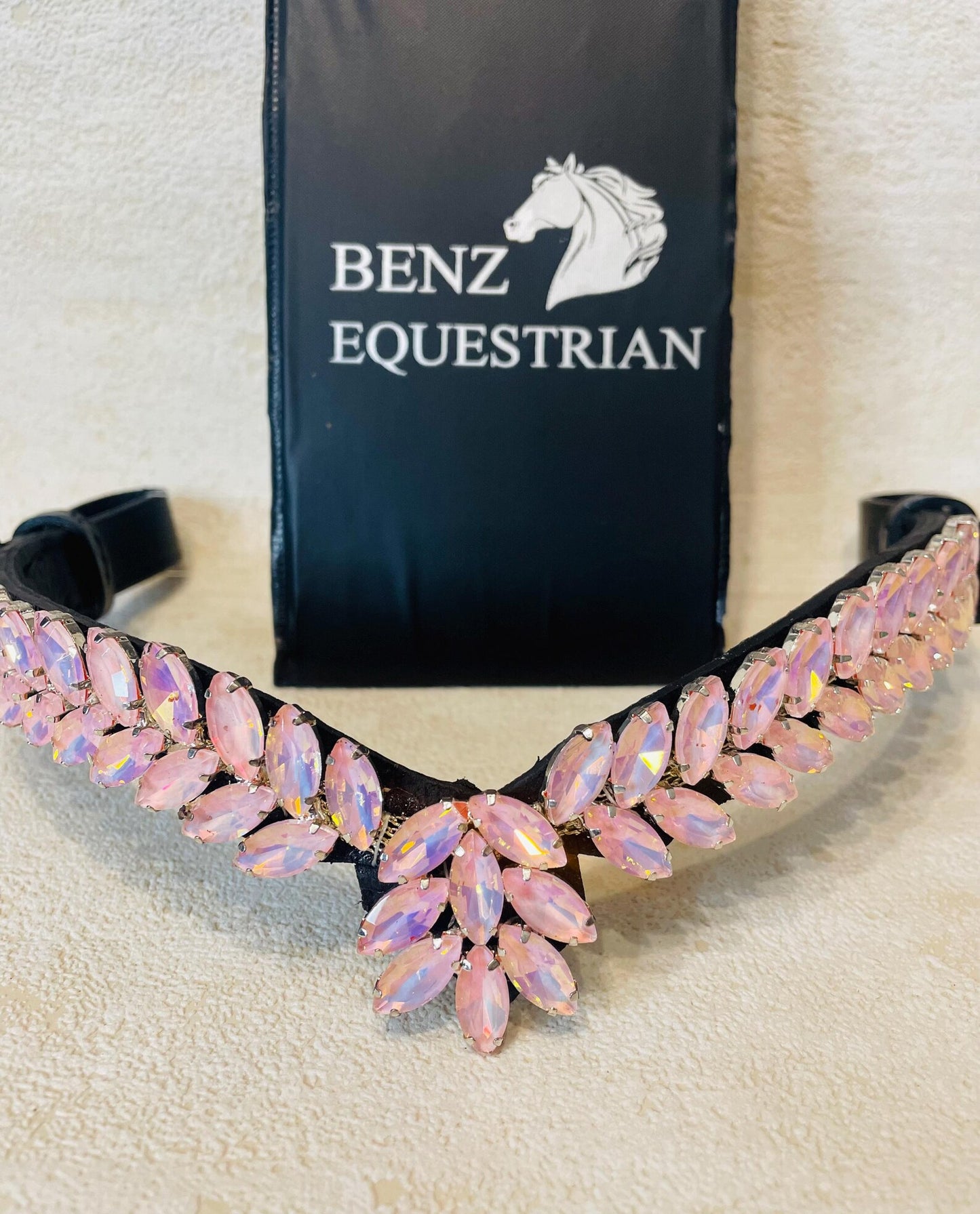 ユニコーンドロップスワロフスキー額革 ベビーピンク ブラック/ブラウン Benz Equestrian