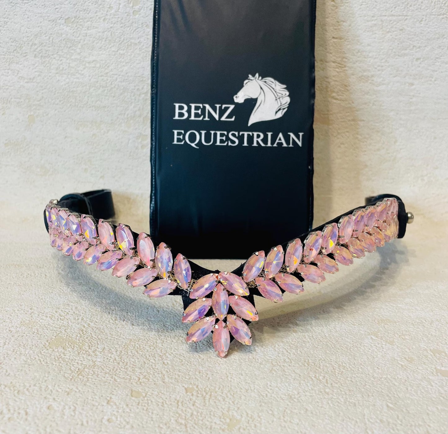 ユニコーンドロップスワロフスキー額革 ベビーピンク ブラック/ブラウン Benz Equestrian