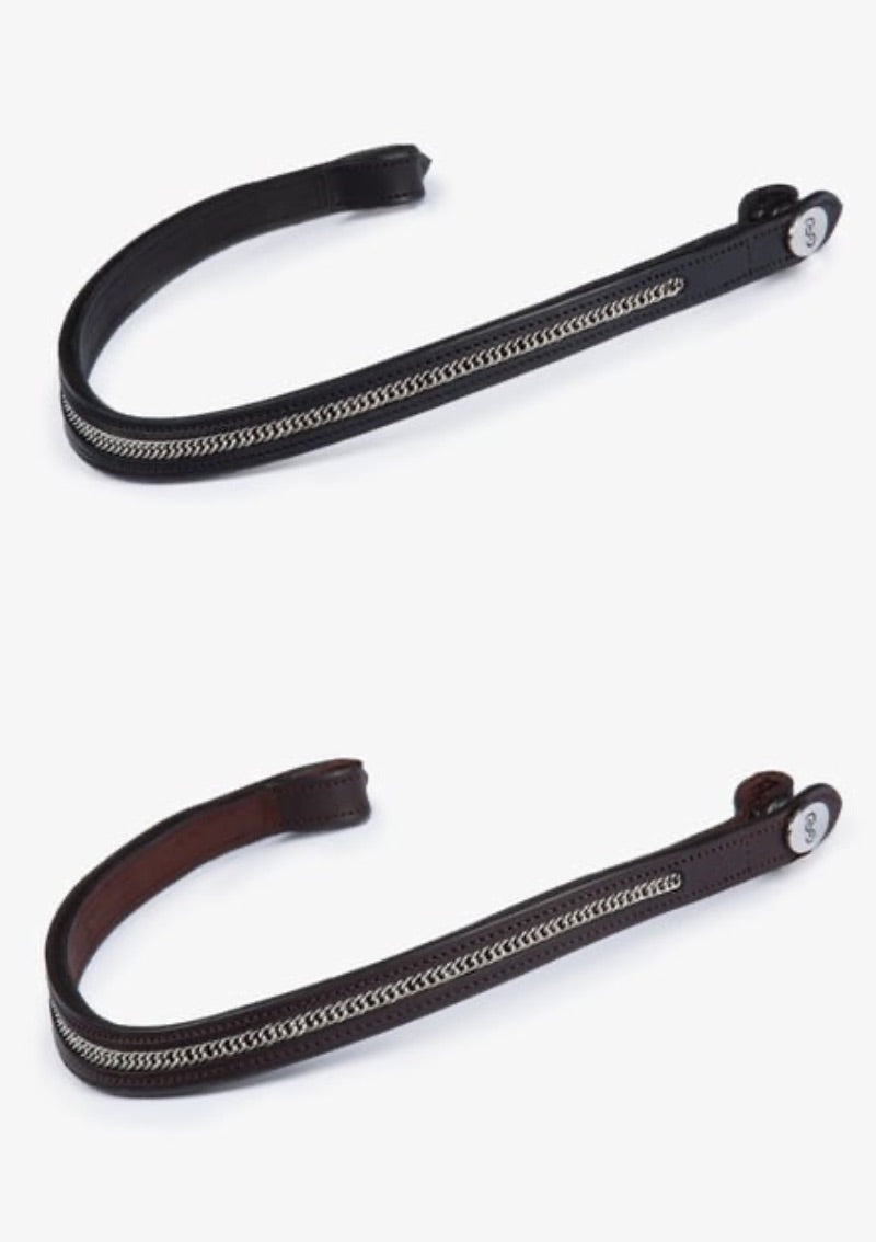 Golden Swarovski Crystal Bracelet Black/Brown Genuine Leather PS of Sweden