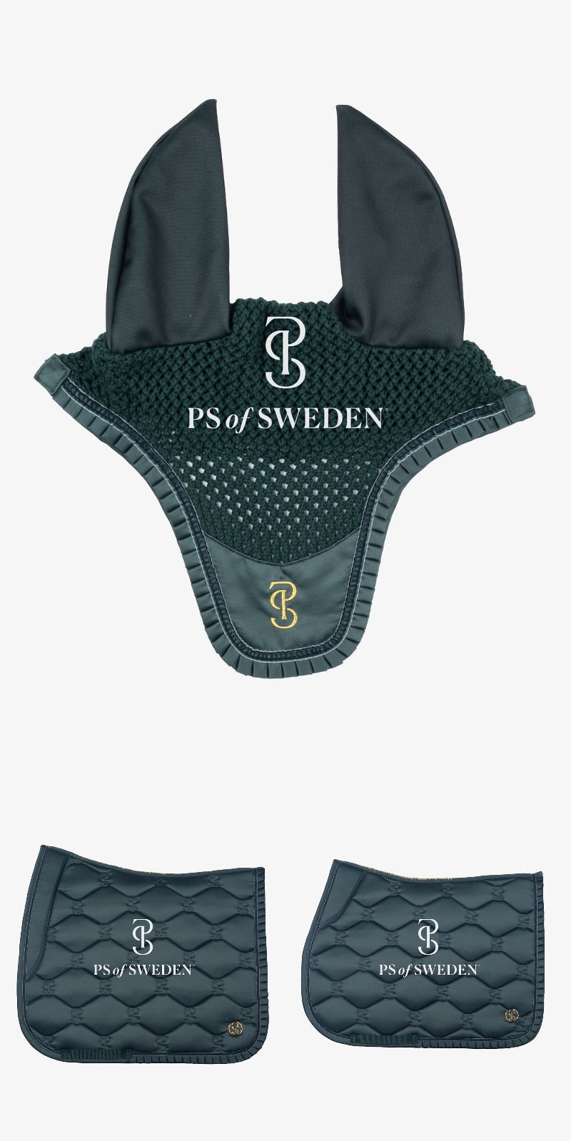 かぎ針編みイヤーネット フリル ミッドナイトグリーン Ps of Sweden ｜乗馬用品店レクシア