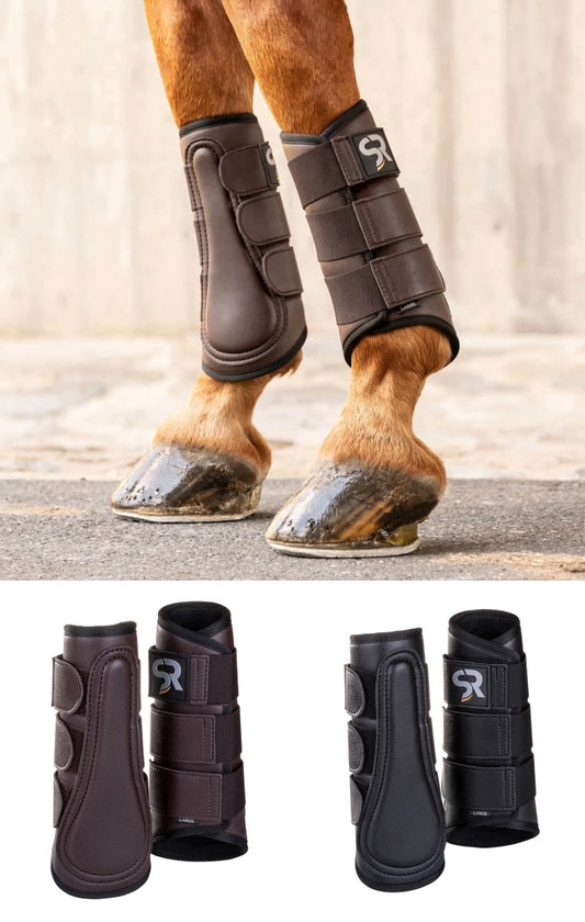 【四肢セット】馬場用プロテクター 本革 ブラック/ブラウン Sunride