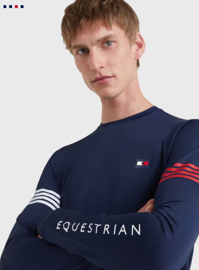 乗馬用エコパフォーマンスTシャツ メンズ 長袖 Tommy Hilfiger Equestrian 2022AW｜乗馬用品店レクシア