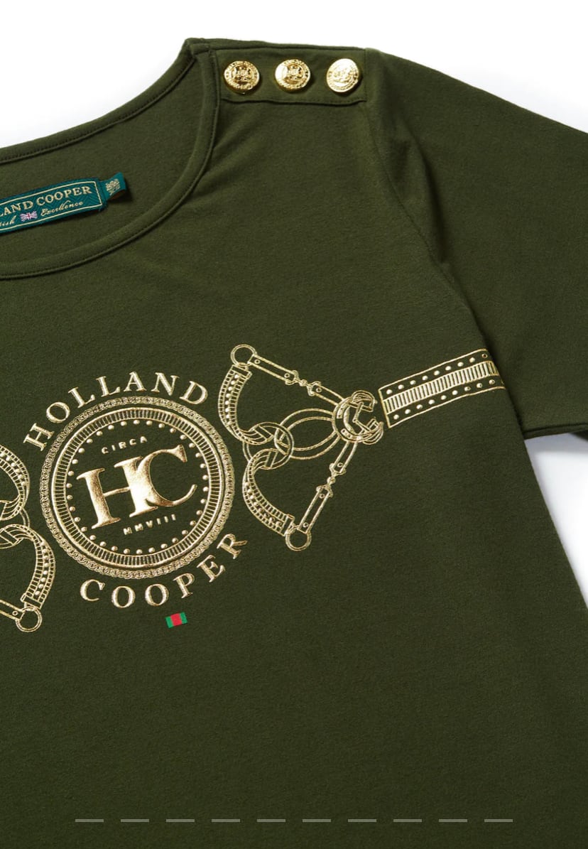 【即日配送】Holland Cooper ロゴTシャツ レディース ブラック・カーキ